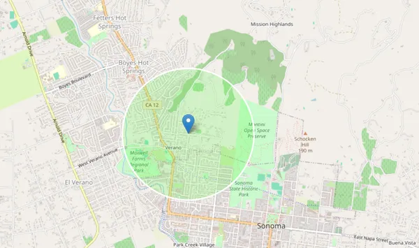 Approximate location of Sonoma Vista Estate